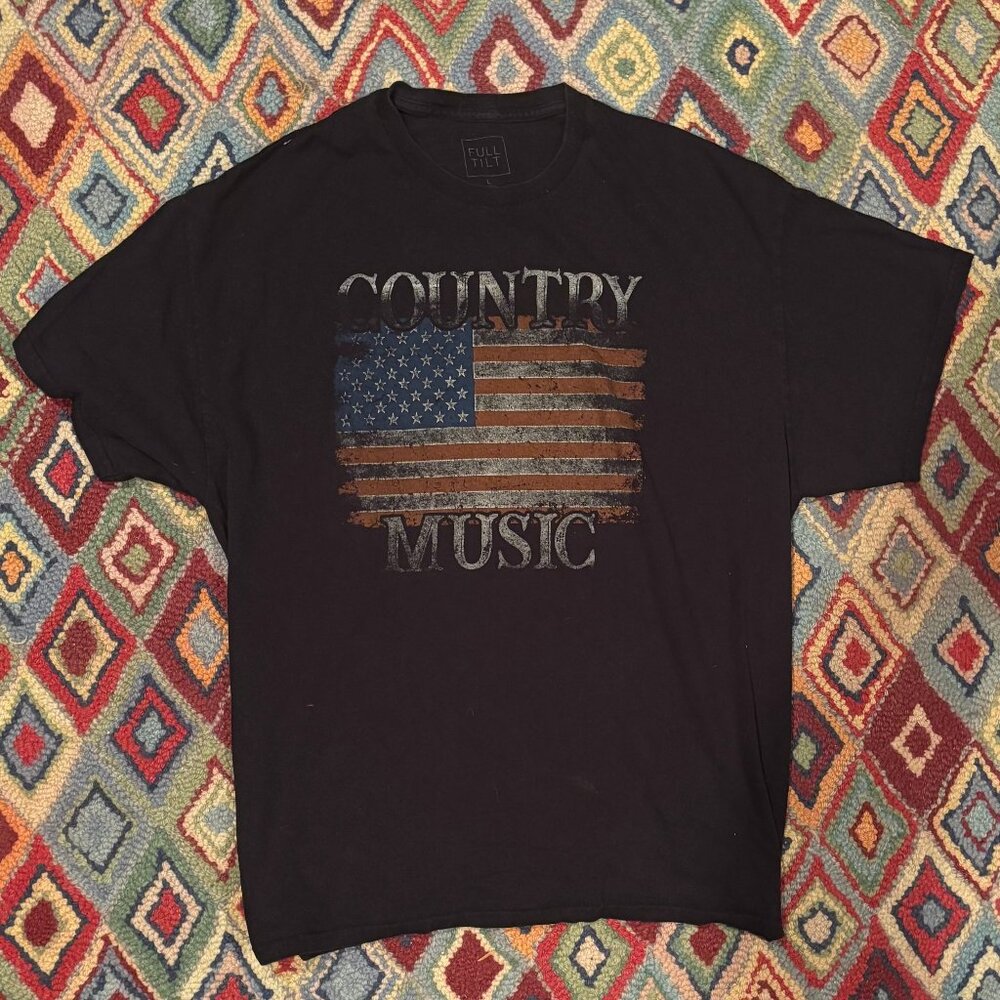Full Tilt “Country Music” American Flag Tee - Black, Size L